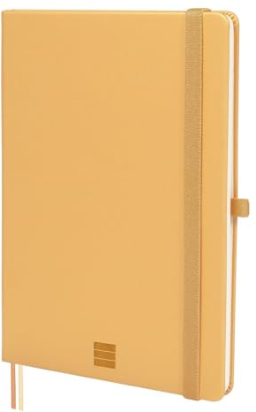 Finocam - Notizbuch Nexo Festeinband Dotted-Gepunktet Camel | Notizbuch DIN A5 mit perforierten Blättern | Innentasche und Stifthalter | 72 Seiten, Ideal als Bullet Journal
