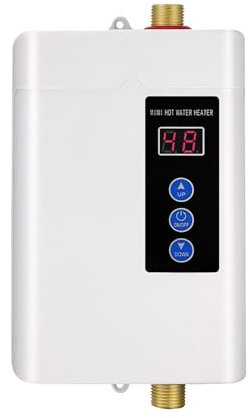 BINGNU Chauffe-Eau électrique, Chauffe-Eau instantané, Mini Chauffe-Eau Électrique Domestique Chauffe-Eau Instantané sans Réservoir Machine De Chauffage Chauffe-Eau pour Cuisine Salle de Bain(Blanc)