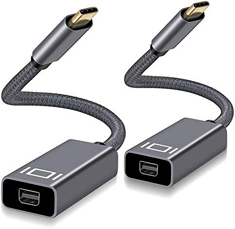 Qerwsdty 2 X USB C/Type-C TO Mini DisplayPort Adaptador Cable Adaptadora Ultra HD 4K @ 60Hz / 2K @ 144Hz, Adecuado para Computadora