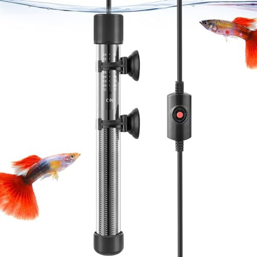 FEDOUR Eingedicktes Glas Aquarium Heizung: 200W Leistungsstarke Aquarium Heizstab mit Controller, Einstellbar Aquariumheizer für Meerwasser/Frischwasser, für 70-180L Aquarium, Schildkrötenbecken