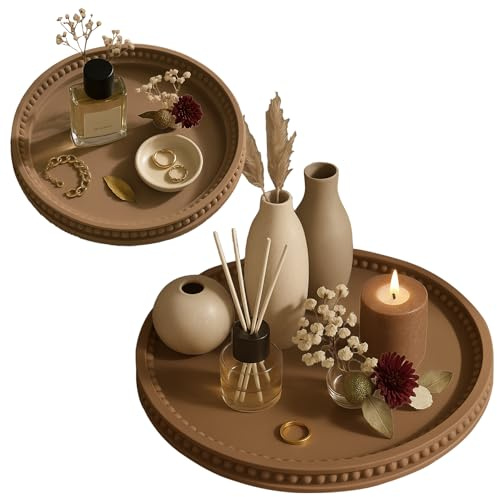 Nexum 2 STK Silikonformen Gießformen 25cm & 17cm Runden Tablett Silikon Gießformen Serviertablett Groß Raysin Plaster Epoxidharz Gussform für DIY Dekoteller, Servierbrett