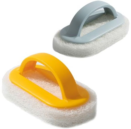 2 Stück Pool Bürsten Set,Pool Schwamm Bürsten,Pool Reinigungsbürste für Spa, Badewannen Poolflecken,Pool zubehör,Schwimmbad Bürste mit Griff, Poolbürste(Blau/Gelb)
