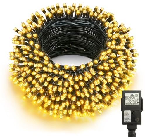 CCILAND 20M 200 LED Christmas Tree Lights Mains Powered Outdoor Waterproof | Green Wire String Lights with Auto Timer 8 Modes for Bedroom Party Garden Xmas Decorations (Warm White)