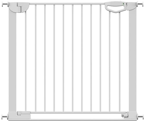 Geuther Türschutzgitter Easylock Flatstep Weiß I Treppenschutzgitter zum Klemmen oder Bohren I Breite 90-97 cm I Türschutz für Ihr Baby & Haustier I Kinderschutzgitter beidseitig öffnend