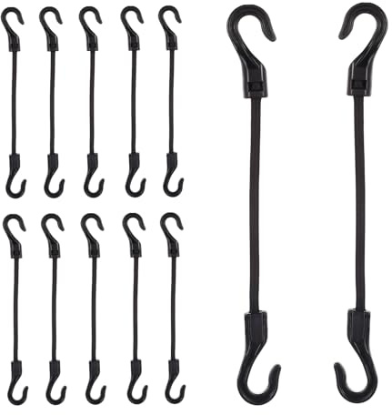 12 Pz Corda Elastica con Gancio, 10 cm Corde Elastiche con Gancio, Tenditori in Gomma di Tensionamento per Teloni con Ganci, Tenditore in Gomma per Tende da Campeggio Telone Telo Piscina Fissaggio