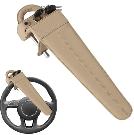 Verrou de volant de voiture – Sécurité en cuir, antivol de véhicule, sécurité de vol, dispositif antivol | Dispositif de verrouillage avec 2 clés, protection de voiture SUV chariot de golf, protection
