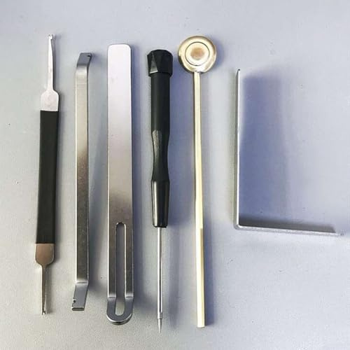 Professionelles Saxophon-Reparatur-Werkzeug-Set für Holzblasinstrumente, Edelstahl, Flöte, Klarinette, Oboe, Wartungs-Set mit goldfarbener Tonart C, 6 Stück, Schwarz