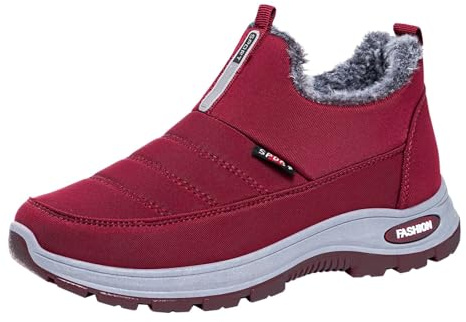 Generiska snöstövlar män fodrade : Vinterstövlar fleece ankelstövlar varma snöskor slip-on vintersko lätta joggingskor enfärgade sportskor vardag klassiska sneakers (storlek 36–44), Ljusviolett, 40 EU