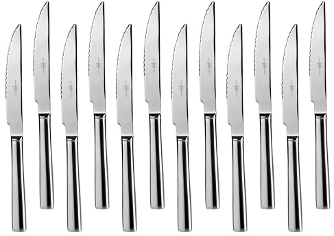 Lacor - JAY - 11091043 - Pack de 12 Cuchillos Chuleteros, Colección Titanio | En acero inoxidable, para un uso práctico y profesional en cocina; ideal para cocina profesional y uso diario en casa