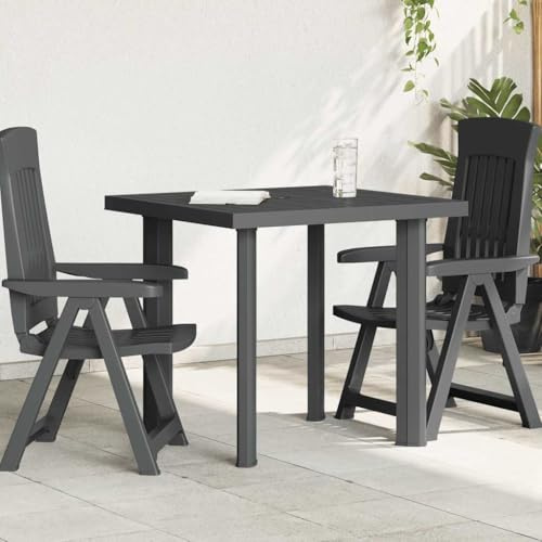 Owoxanthellate Table de jardin - Anthracite - 80 x 75 x 72 cm - En plastique résistant aux intempéries - Avec trou pour parasol - Petite et légère - Pour jardin, balcon, terrasse et camping