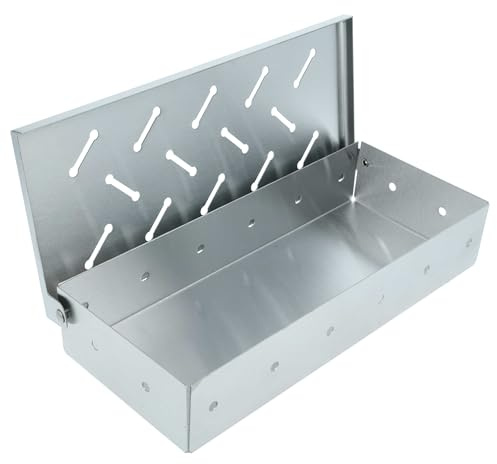 vhbw Caja para ahumar Compatible con Weber Q 200, 2000 Grill de Gas, Grill - Acero Inoxidable, diseño Plano 24 x 12 x 5 cm