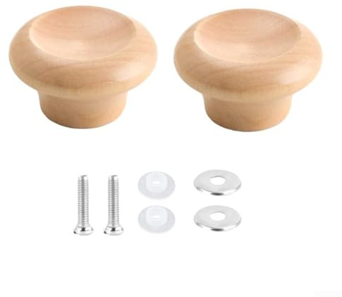 DAZZLEEX Lot de 2 boutons de couvercle de casserole en bois massif avec base en acier inoxydable, résistant à la chaleur, poignée ergonomique compatible avec la plupart des casseroles standard
