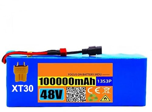 Batería Patinete Eléctrico Plegable 48V 100AH Batería Recargable 13S3P para Motores De Patinete Eléctrico De 1000W O Menos Batería De Alta Potencia XT30,48V 100Ah