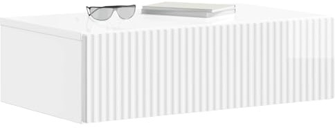 vidaXL Wandmontierter Beistelltisch Hochglanz Weiß 59 x 34,5 x 17 cm, Moderne Wohnraumaufbewahrung, rechteckiges Wandregal, platzsparender Couchtisch, kompaktes Möbel fürs Dekor