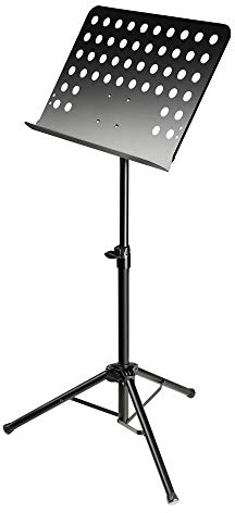 Adam Hall Stands SMS 2 - Notenpult mit gelochter Ablage, bis zu 97 cm höhenverstellbar, schwarz