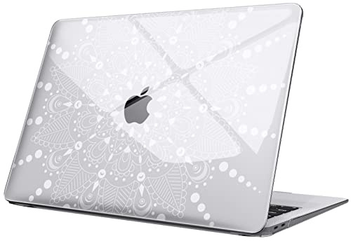 Fintie Hülle kompatibel mit MacBook Air 13 M1 (2018-2020) | A2337(M1)/A2179/A1932, Ultradünne Hartschale Schutzhülle Snap Case, Blumen Weiß(Klar)
