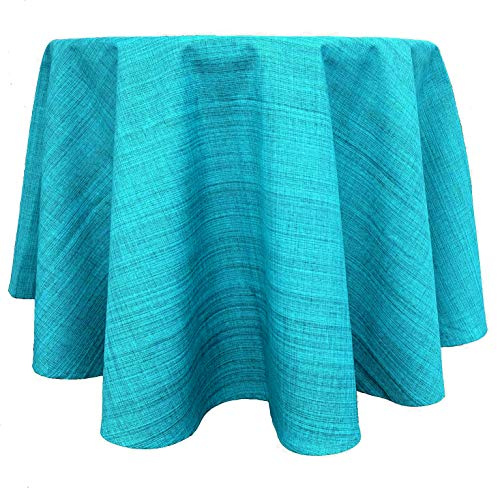 heimtexland ® Outdoor-Tischwäsche Meliert Garten Deko Tischdecke rund 145 Türkis Typ645