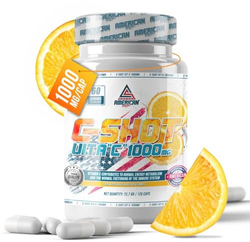 AS American Suplement - C Shot - Vitamine C - 100 g - 120 Capsules - Apport énergétique supplémentaire - Soutient le système immunitaire - Aide à couvrir votre dose de vitamine C