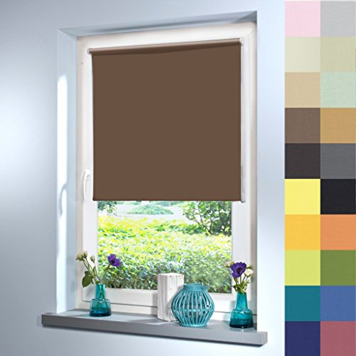 Sun World Tageslicht Rollo nach Maß, Blickdicht, hochqualitative Wertarbeit, alle Größen, Rollo nach Maß, für Fenster & Türen, Klemmfix ohne Bohren (250cm Höhe x 140cm Breite/Braun)
