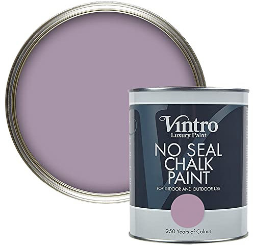 Vintro | No Seal Chalk Paint | Lilac | Interior & Exterior Use | Furniture | Walls | Wood | Metal | 1 Litre (Lilac - Amethyst)