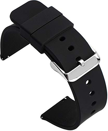 Shieranlee Silicone 16MM Silikon Uhrenarmband mit Edelstahl Silberne Schnalle für Fossil Q Accomplice,Carlie, Harper, Neely; Moto 360 2nd Gen Women's 42mm,Huawei B5