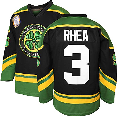 3 Ross The Boss Rhea ST John's Shamrocks - Camiseta de Hockey Cosida con Parche EMHL, Color Blanco y Verde, 3 Negro, XX-Large