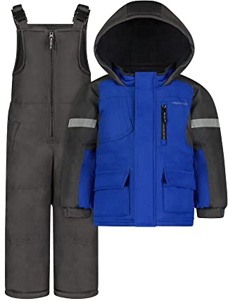 London Fog Boys' Two-Piece Ski Jacket and Snowbib Snowsuit Set, Bright Blue, 4