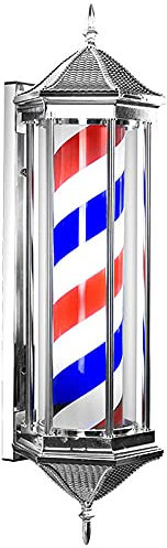 BarberíA CláSica Luz De Poste Giratoria Con Rayas LED De 28/33 Pulgadas,Letrero Abierto Para PeluqueríA,Poste De Luz LED Retro Para Barbero Al Aire Libre,Prueba De Agua,montable en la pared.,C-70cm