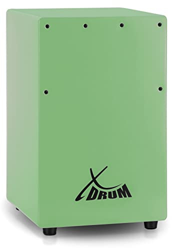 XDrum KC-37GN Kinder-Cajon - Kleine Cajon speziell für Kinder - Nur 36 cm hoch - Snare-Effekt durch stimmbare Gitarrensaiten - Grün | Nur 36 cm hoch, Kindgerecht für musikalische Früherziehung geeignet, Komplett aus Birke, Korpus mit 7 mm Wandstärke, 5 cm