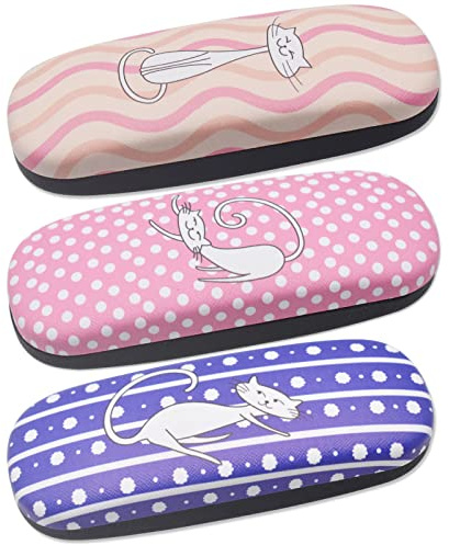 WideSmart 3 Pcs Brillenetui - Hartschale für Frauen, Teenager, Mädchen und Männer