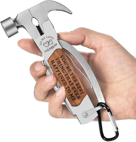 Valentine Gifts for him, Mini Multi Tool Hammer for Mens, Valentines Day Anniversary Birthday Presents for Husband Boyfriend, 14 in 1 Multifunctional Cool Gadgets I Love You Gifts