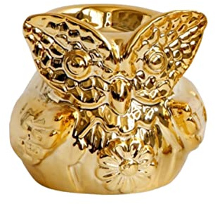 Porta Candele Tealight Gufo Oro in Ceramica Decorativo