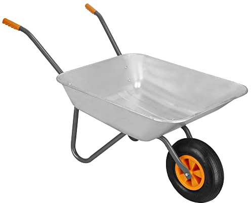 SPRINGOS Carretilla de jardín 65 litros galvanizada carretilla monociclo