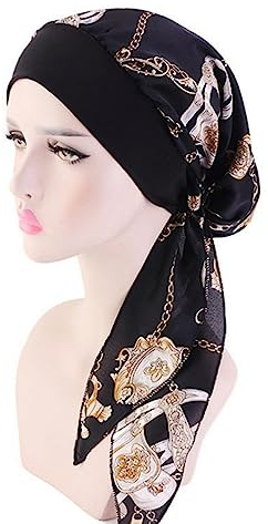 YSTrillion Copricapo Chemioterapia Donna,Elastico Estive Foulard Chemioterapia Cappello Turbante Copricapo Turbante per Chemio Perdita dei Capelli(Nero