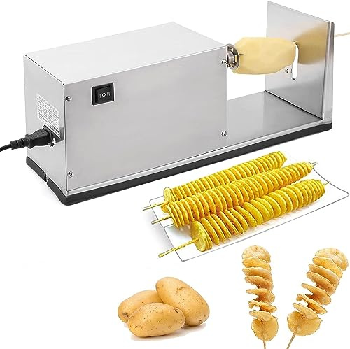 GEJLELDS Cortadora de Patatas eléctrica Cortadora de Patatas Tornado Cortadora automática Máquina cortadora de Patatas en Espiral de Acero Inoxidable de Grado alimenticio Twister Calabacín en Espiral