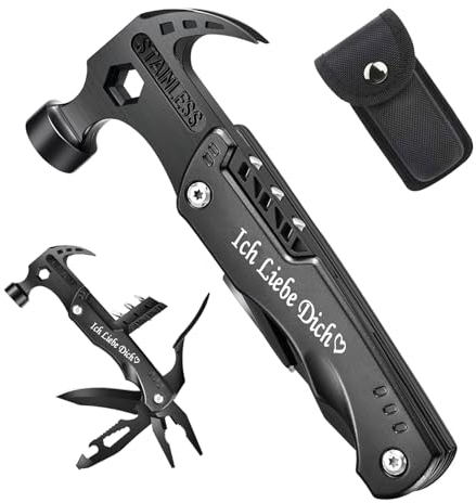 Multitool Hammer Geschenk Ehemann Geburtstag - 12 In 1 Multitool Werkzeug, Ich Liebe Dich Geschenke für Ihn Männer Partner Ehemann, Coole Gadgets Jahrestag mit Flaschenöffner Screwdriver Flachzange