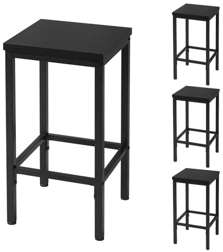 EUGAD Barhocker, 4er Barstühle, Küchenhocker, Tresenhocker, industrieller Hocker, mit Fußstütze, für Bar Esszimmer Küche Salon, aus Holzwerkstoff Metall, schwarz, 1060BY-4