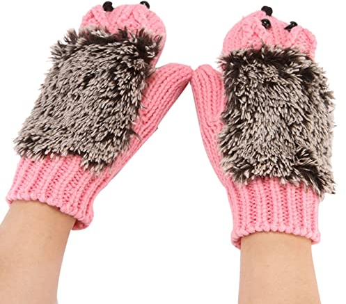 TianWlio Damen Thermo Fleece Strickhandschuhe Winter Stricken Handschuhe Verdickte Winterhandschuhe Winter Warm Wollhandschuhe Warm Strickhandschuhe Winter Touchscreen Handschuhe (Pink, One Size)