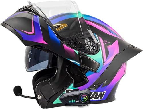 Caschi Moto Modulari Bluetooth Caschi Moto Integrali Integrati Con Doppia Visiera Apribile, Caschi All-Mountain Trail Enduro, Caschi Bluetooth Omologato ECE