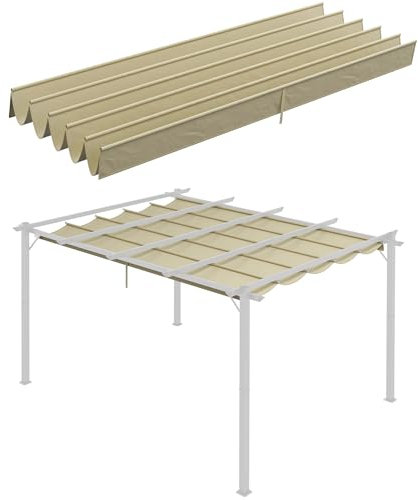 Outsunny Toile d'ombrage rétractable pour pergola, auvent de rechange pour pergola de 4 x 3 m, toit rétractable beige