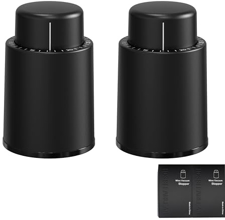 Hosslearlear Wine Stoppers Vacuum, Reusable Silicone Wine Bottle Stopper Wine Saver Wine Preserver with Date Dial, Best Christmas and Birthday Gifts - 2 Pack