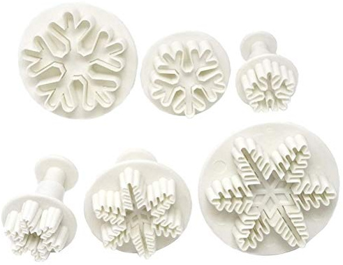 6 Stück Schneeflocken-Formen, Federgriff-Design, Weihnachts-Schneeflocken-Form, Sicher zu Verwenden und Leicht zu Reinigen, Fondant-Kuchen-Ausstecher, Formen, Geburtstagsfeiern