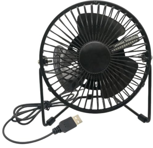 LYEAA Mini reloj LED USB y ventilador de temperatura: rotación de 360°, funcionamiento silencioso para computadora portátil, oficina, viajes