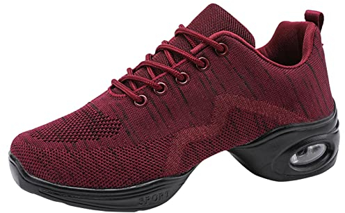 Damen-Sneaker, modisch, Sommer, neues Muster, Mesh, atmungsaktiv, bequem und rutschfest, groß, leicht, Tanzschuhe, Erwachsenen-Schwimmsocke, rot, 4.5 UK 3X-Narrow