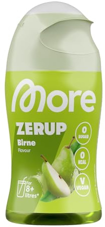 More Zerup Poire 65 ml pour jusqu'à 8 l de boisson prête à l'emploi, sirop sans sucre avec de véritables extraits de fruits, végétalien, zéro calories, fabriqué en Allemagne