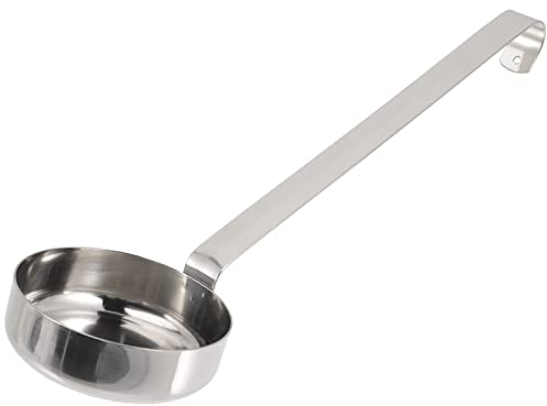 FUNOMOCYA Mestolo Fondo Profondo Acciaio Inox per Pizza, Cucchiaio Piatto Manico per Salsa per Cucina di Casa e Ristorante