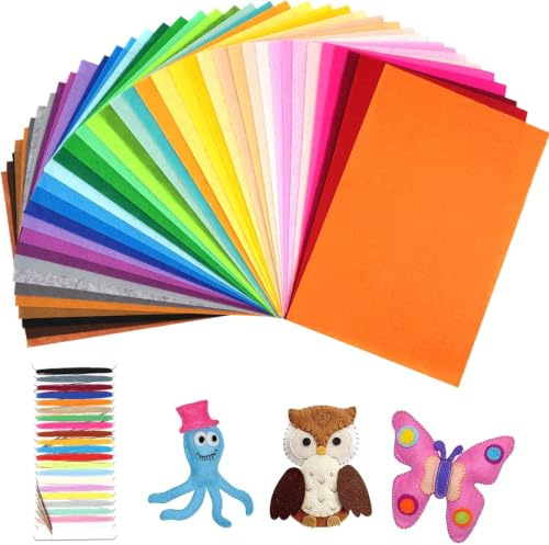 40 Farben Bastelfilz, 20 x 30 cm Filzstoff,Filzplatten,Farbig Filz Blätter