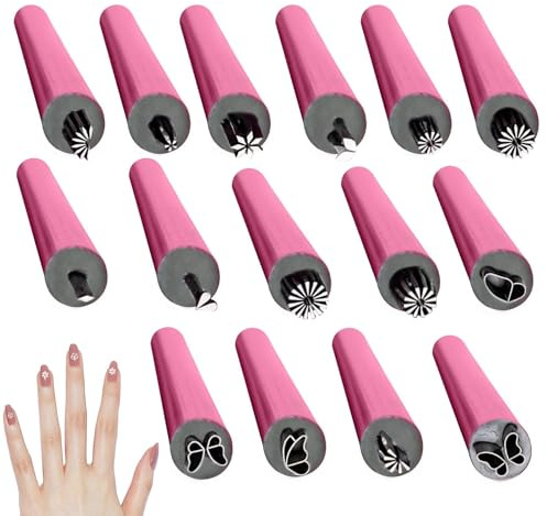 Penna per unghie, strumento per tamponare le unghie, 15 penne per unghie con diversi motivi, penne per decorare le unghie, strumenti di puntamento di design delle unghie per principianti