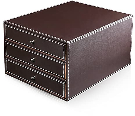 Armoire de rangement de fichiers de bureau avec 3 tiroirs fermés et organiseur de bureau en cuir synthétique pour l'organisation de documents d'espace de travail