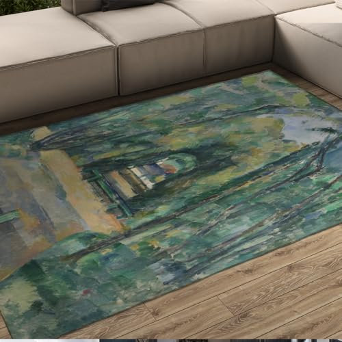 LANDERSION Vintage Area Teppich Outdoor Scenery Großer Teppich Grün Pflanze Eingangsmatte Ästhetischer Raumteppich Throw Teppiche mit Gummirücken Waschbar 100x150cm